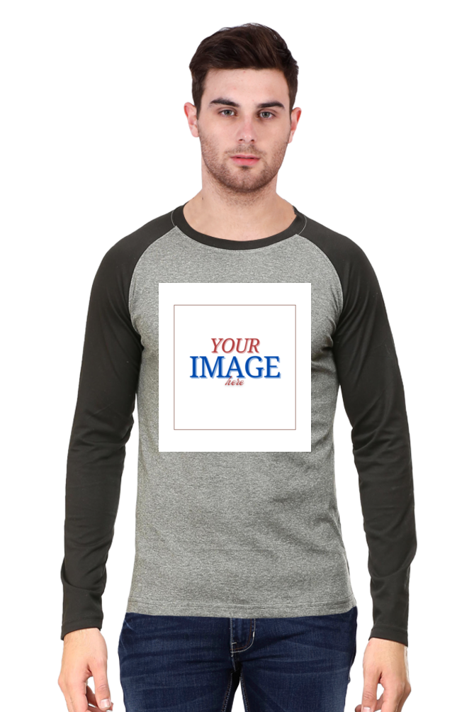 Male Raglan Full Sleeve Black Charcoal Melange