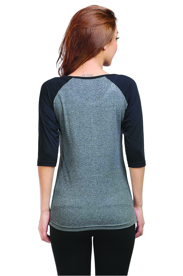 Female Raglan Full Sleeve Black Charcoal Melange