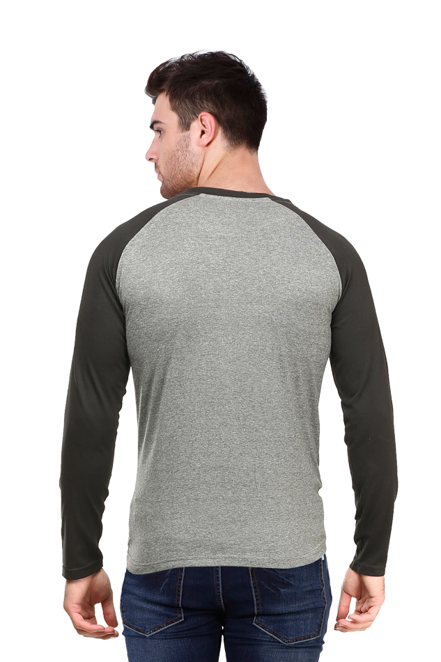 Male Raglan Full Sleeve Black Charcoal Melange