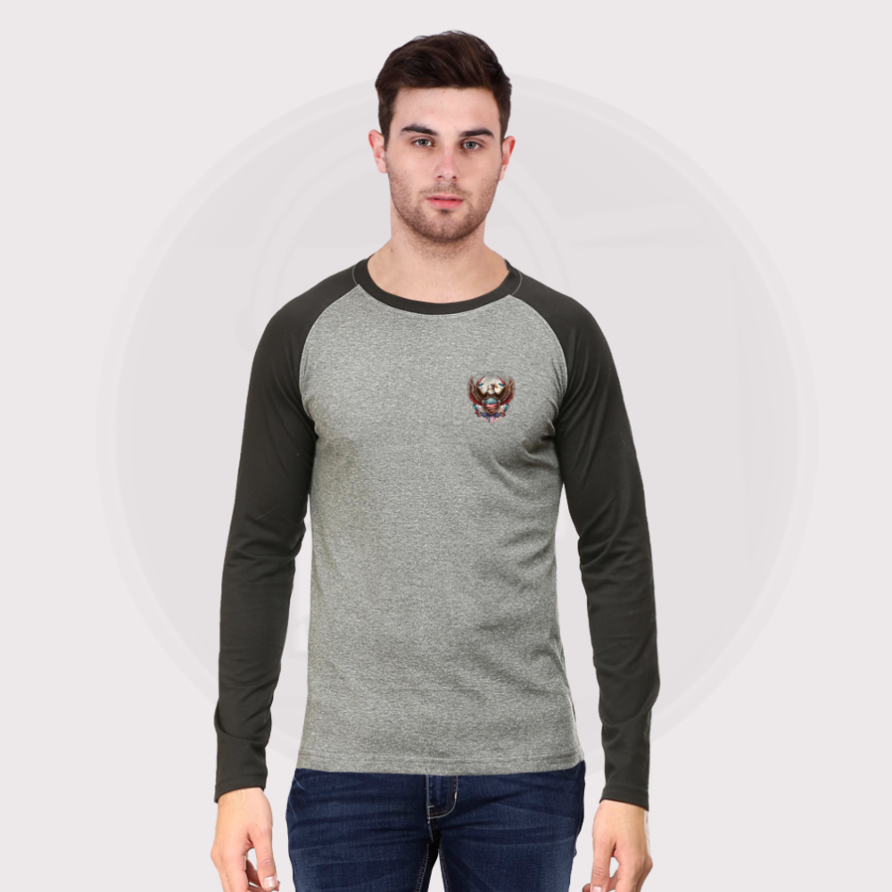 Male Raglan Full Sleeve Black Charcoal Melange