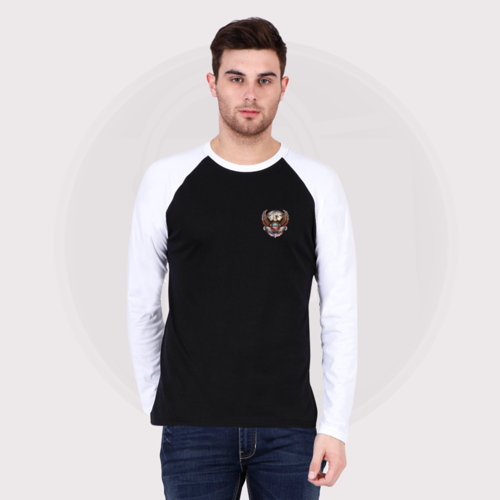 Male Raglan Full Sleeve Black Charcoal Melange