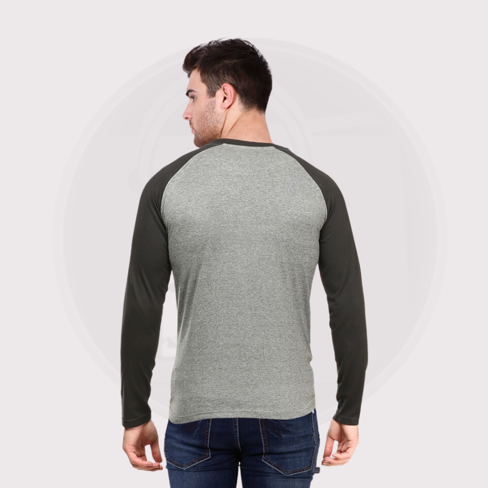 Male Raglan Full Sleeve Black Charcoal Melange