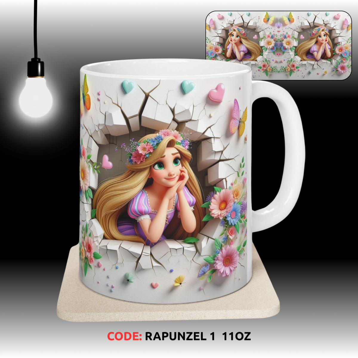 Unisex White Coffee Mug White 11 OZ - Rapunzel 1  11oz